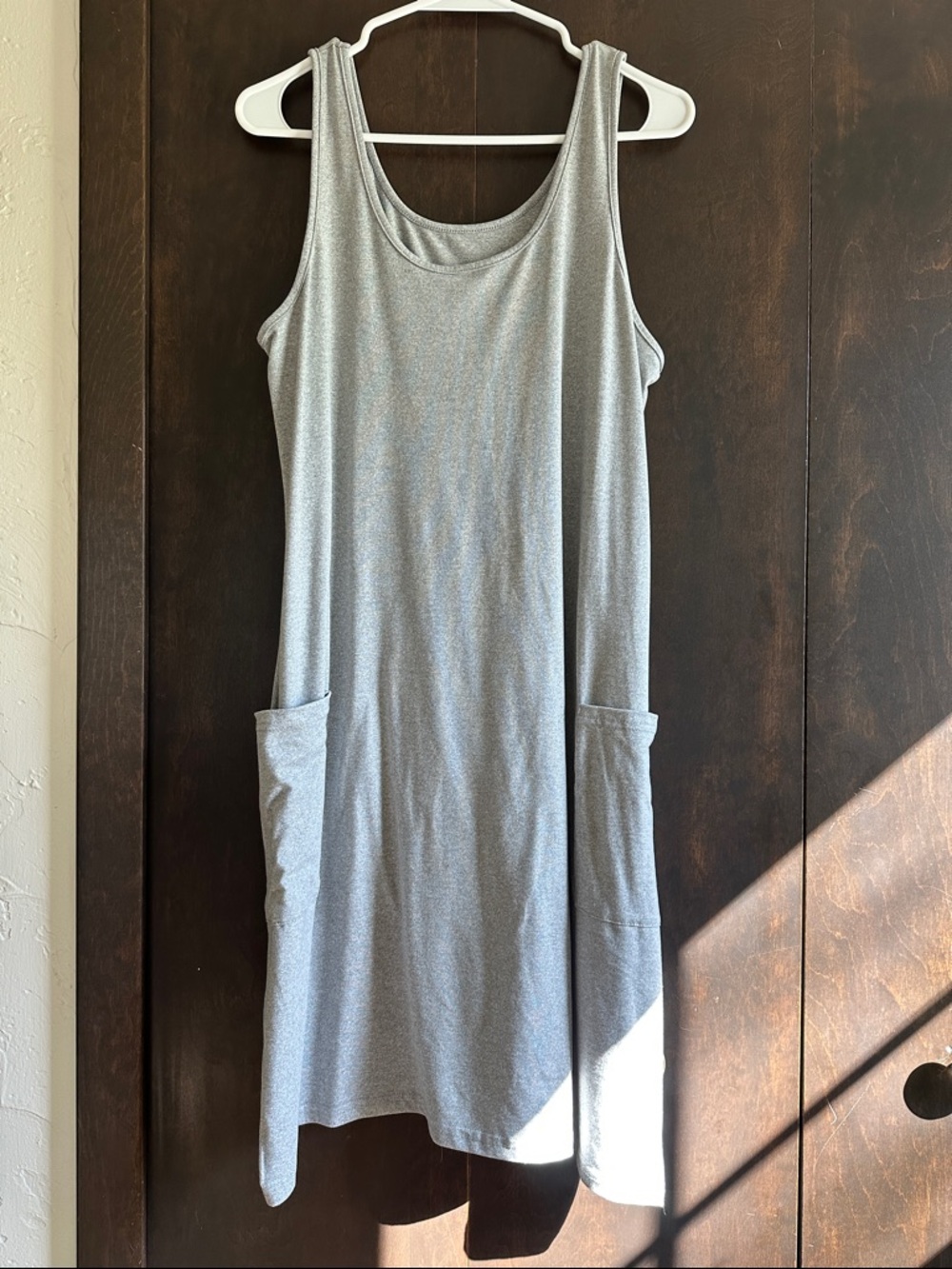 Light Gray Sleeveless Pocket Sundress